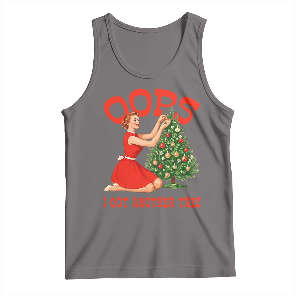 Funny Retro Christmas Pinup Girl Tank Top Oops I Got Another Tree Vintage Pin Up Style Holiday Humor - Wonder Print Shop