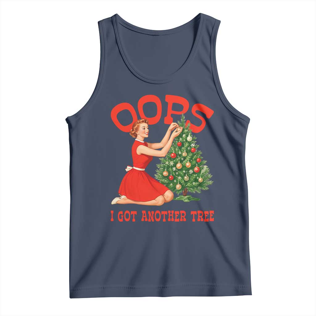 Funny Retro Christmas Pinup Girl Tank Top Oops I Got Another Tree Vintage Pin Up Style Holiday Humor - Wonder Print Shop