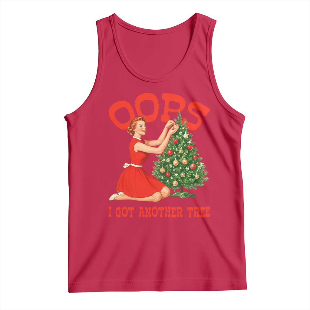 Funny Retro Christmas Pinup Girl Tank Top Oops I Got Another Tree Vintage Pin Up Style Holiday Humor - Wonder Print Shop