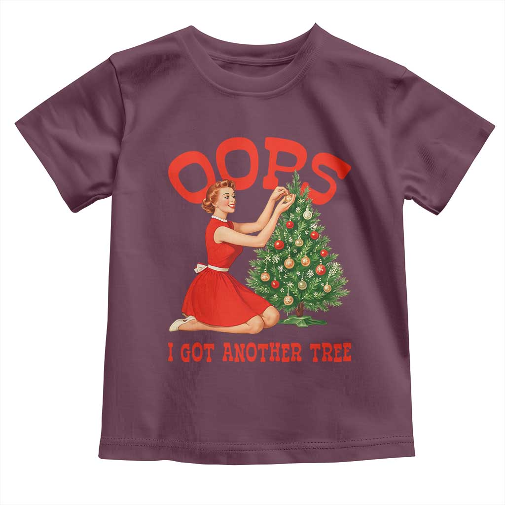 Funny Retro Christmas Pinup Girl Toddler T Shirt Oops I Got Another Tree Vintage Pin Up Style Holiday Humor - Wonder Print Shop