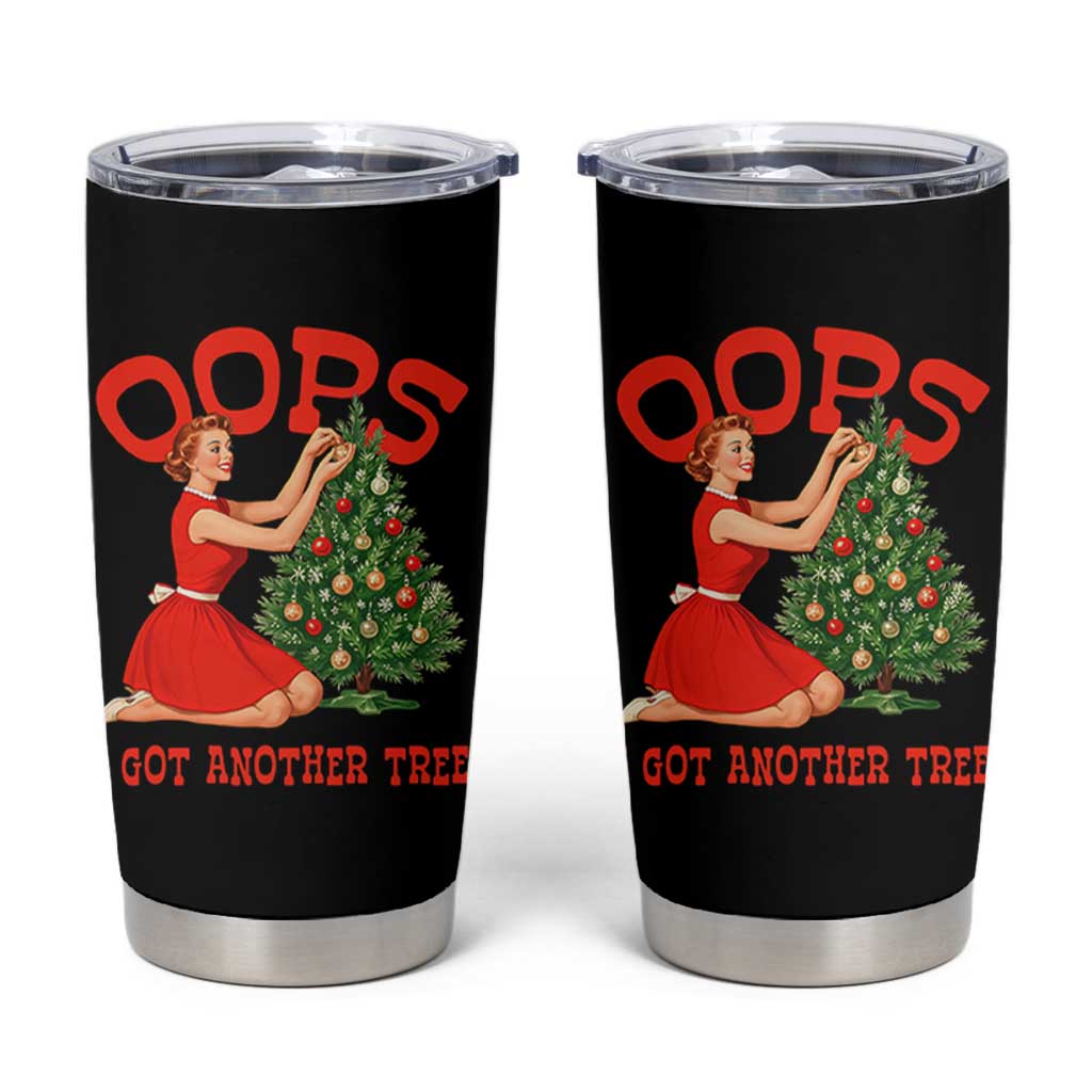 Funny Retro Christmas Pinup Girl Tumbler Cup Oops I Got Another Tree Vintage Pin Up Style Holiday Humor - Wonder Print Shop
