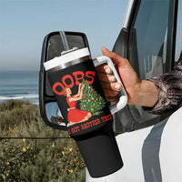 Funny Retro Christmas Pinup Girl Tumbler With Handle Oops I Got Another Tree Vintage Pin Up Style Holiday Humor - Wonder Print Shop