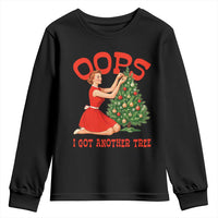 Funny Retro Christmas Pinup Girl Youth Sweatshirt Oops I Got Another Tree Vintage Pin Up Style Holiday Humor - Wonder Print Shop