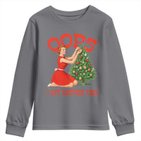 Funny Retro Christmas Pinup Girl Youth Sweatshirt Oops I Got Another Tree Vintage Pin Up Style Holiday Humor - Wonder Print Shop
