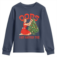 Funny Retro Christmas Pinup Girl Youth Sweatshirt Oops I Got Another Tree Vintage Pin Up Style Holiday Humor - Wonder Print Shop