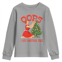 Funny Retro Christmas Pinup Girl Youth Sweatshirt Oops I Got Another Tree Vintage Pin Up Style Holiday Humor - Wonder Print Shop