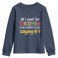 Funny Anti Six Seven Teacher Christmas Youth Sweatshirt My Students To Stop Saying 67 Festive Lights - Wonder Print Shop