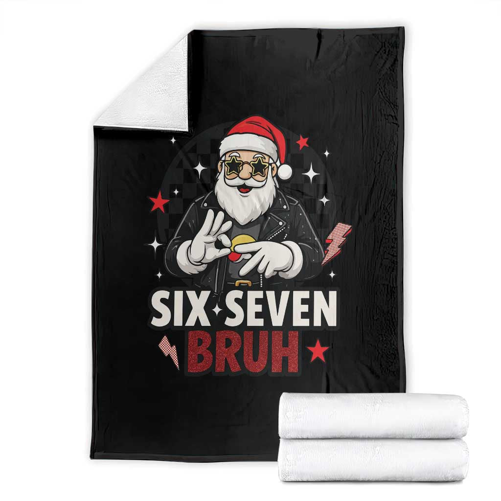 Six Seven Bruh Christmas Meme Throw Blanket Cool Santa 67 Hand Sign Street Style Vibes - Wonder Print Shop