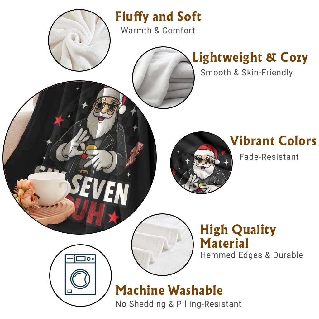 Six Seven Bruh Christmas Meme Throw Blanket Cool Santa 67 Hand Sign Street Style Vibes - Wonder Print Shop