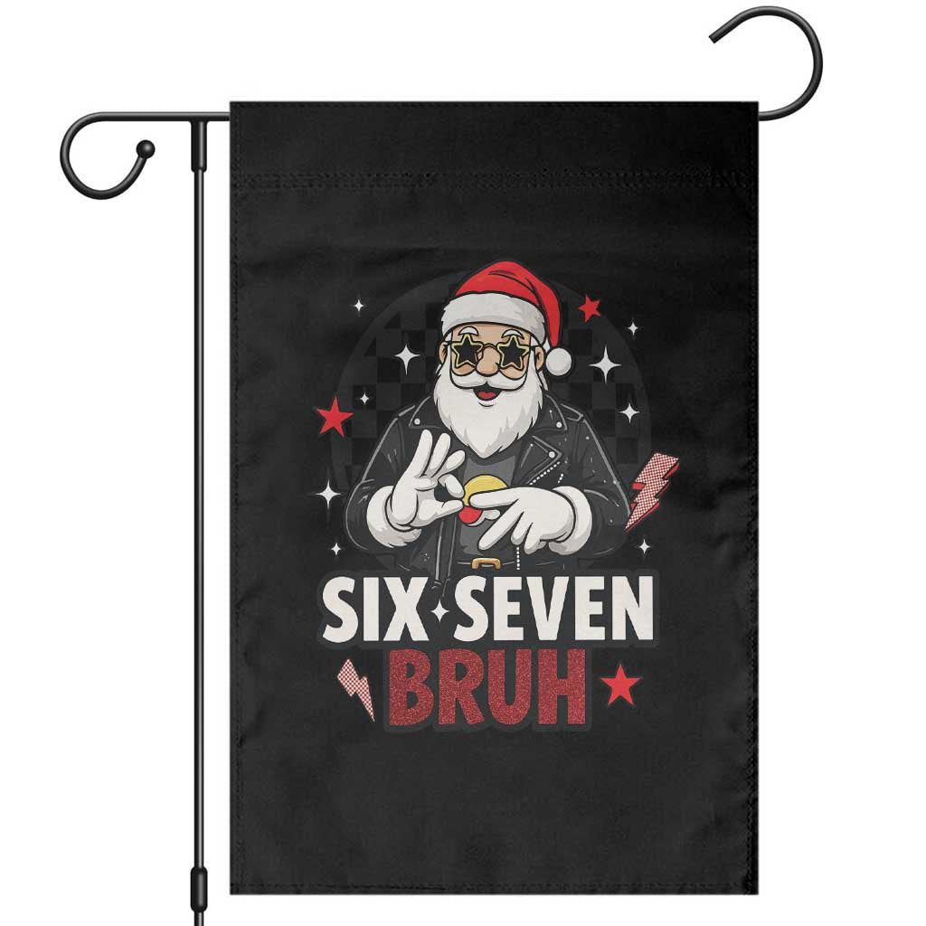 Six Seven Bruh Christmas Meme Garden Flag Cool Santa 67 Hand Sign Street Style Vibes - Wonder Print Shop