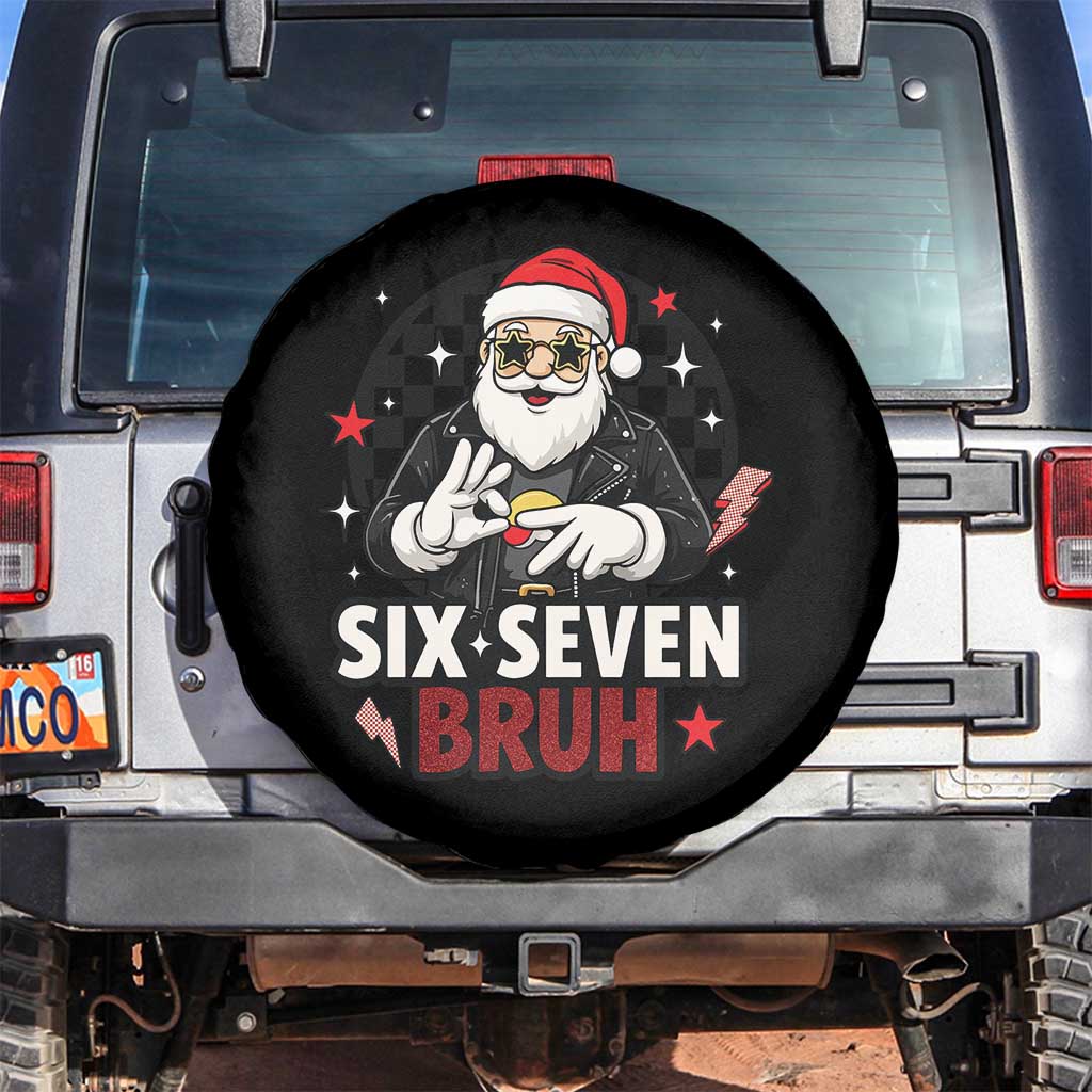 Six Seven Bruh Christmas Meme Spare Tire Cover Cool Santa 67 Hand Sign Street Style Vibes - Wonder Print Shop