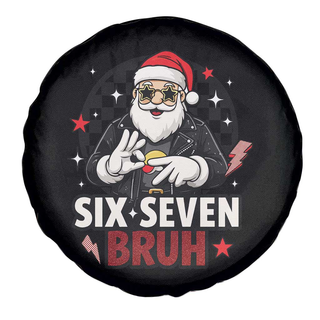 Six Seven Bruh Christmas Meme Spare Tire Cover Cool Santa 67 Hand Sign Street Style Vibes - Wonder Print Shop