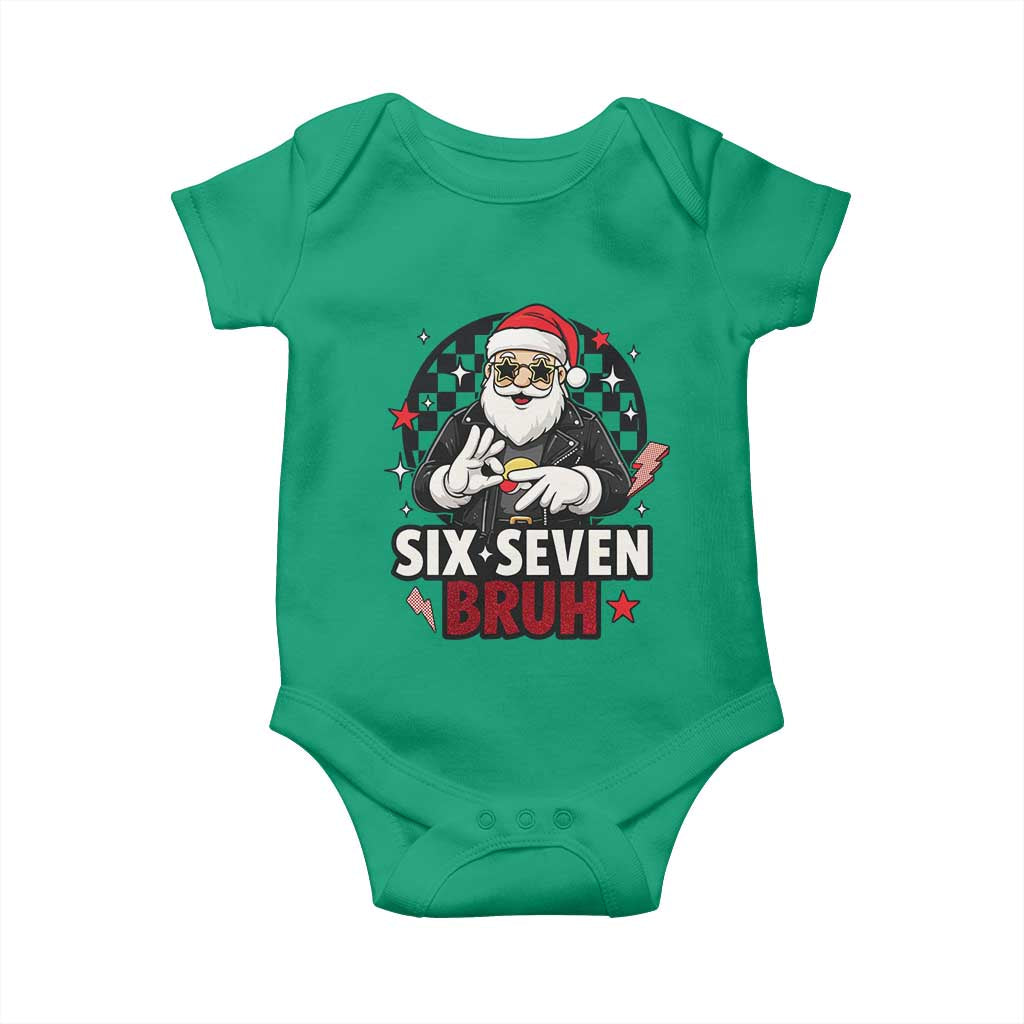 Six Seven Bruh Christmas Meme Baby Onesie Cool Santa 67 Hand Sign Street Style Vibes - Wonder Print Shop