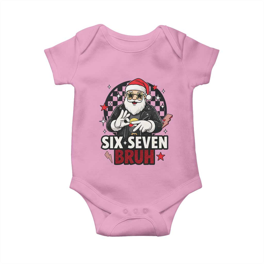 Six Seven Bruh Christmas Meme Baby Onesie Cool Santa 67 Hand Sign Street Style Vibes - Wonder Print Shop