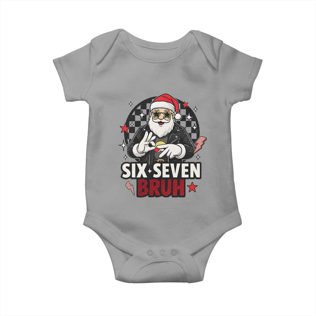 Six Seven Bruh Christmas Meme Baby Onesie Cool Santa 67 Hand Sign Street Style Vibes - Wonder Print Shop