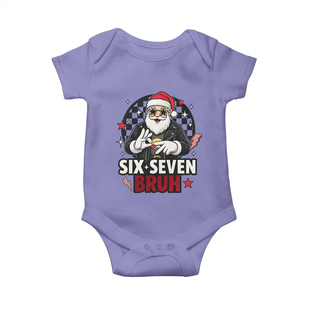 Six Seven Bruh Christmas Meme Baby Onesie Cool Santa 67 Hand Sign Street Style Vibes - Wonder Print Shop