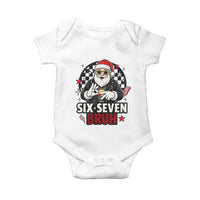 Six Seven Bruh Christmas Meme Baby Onesie Cool Santa 67 Hand Sign Street Style Vibes - Wonder Print Shop