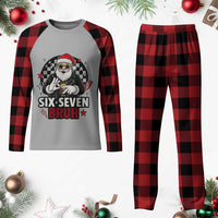 Six Seven Bruh Christmas Meme Plaid Pajama Set Cool Santa 67 Hand Sign Street Style Vibes - Wonder Print Shop