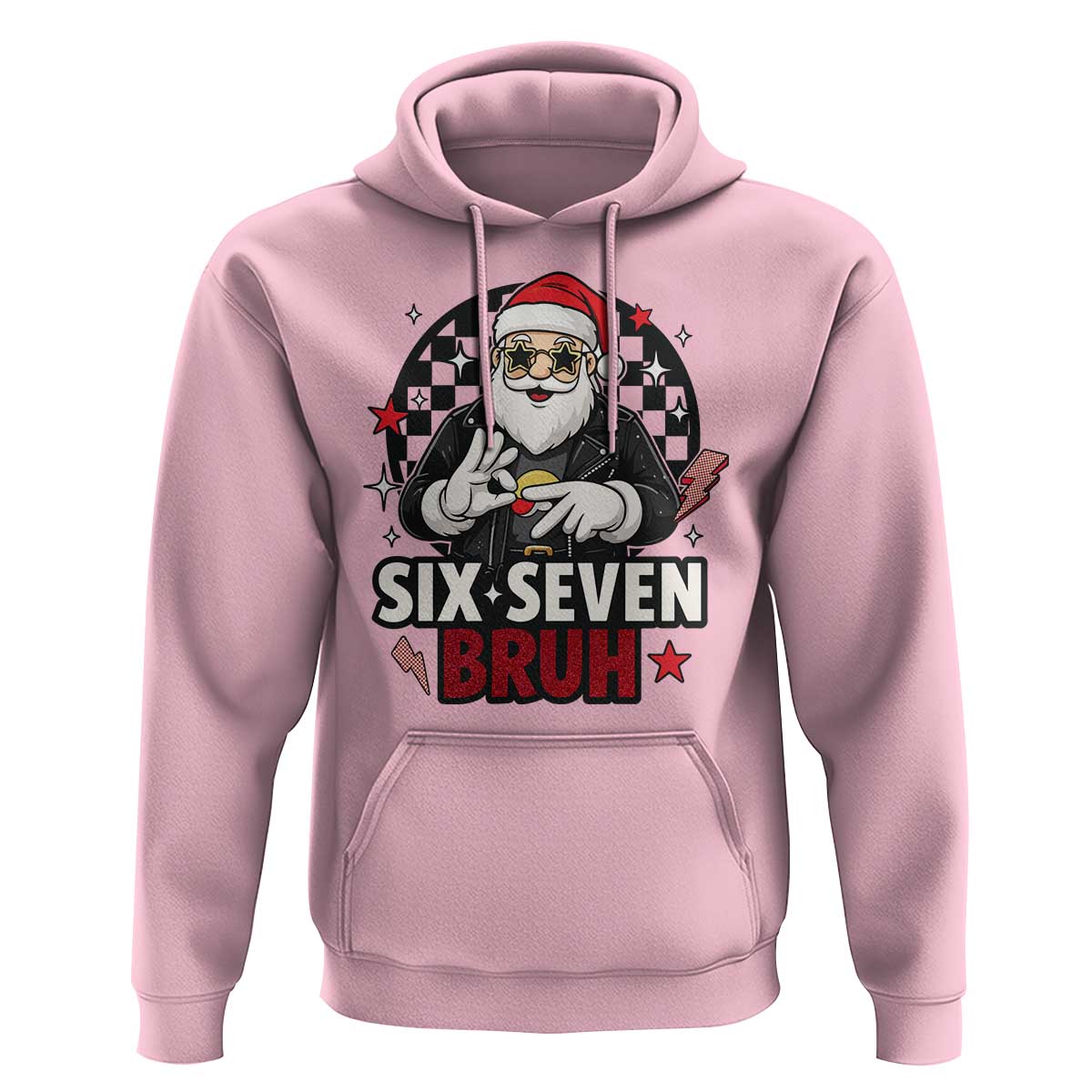 Six Seven Bruh Christmas Meme Hoodie Cool Santa 67 Hand Sign Street Style Vibes - Wonder Print Shop