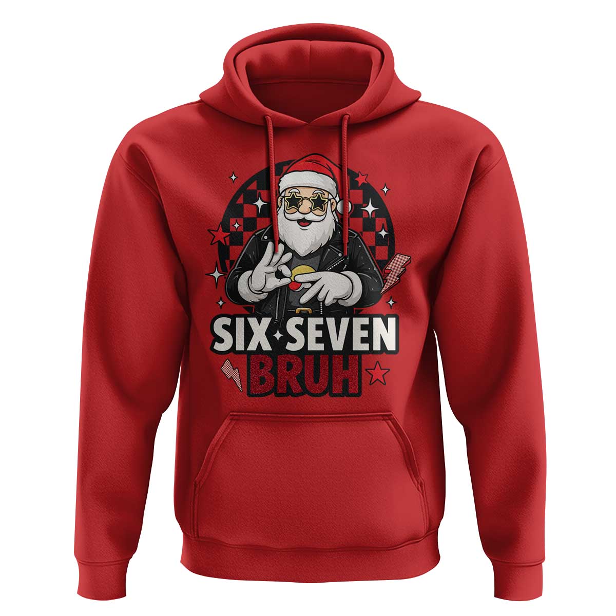 Six Seven Bruh Christmas Meme Hoodie Cool Santa 67 Hand Sign Street Style Vibes - Wonder Print Shop