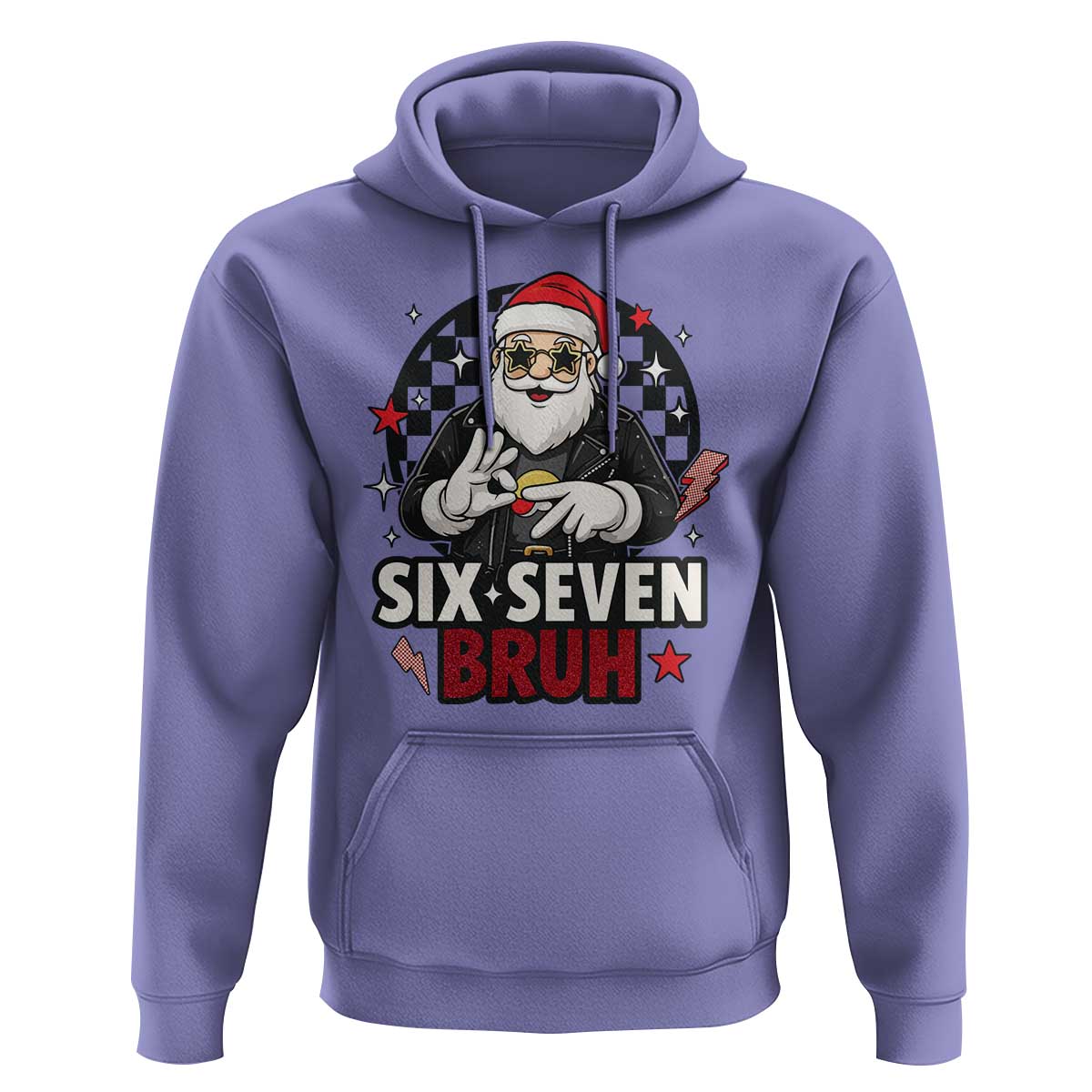 Six Seven Bruh Christmas Meme Hoodie Cool Santa 67 Hand Sign Street Style Vibes - Wonder Print Shop