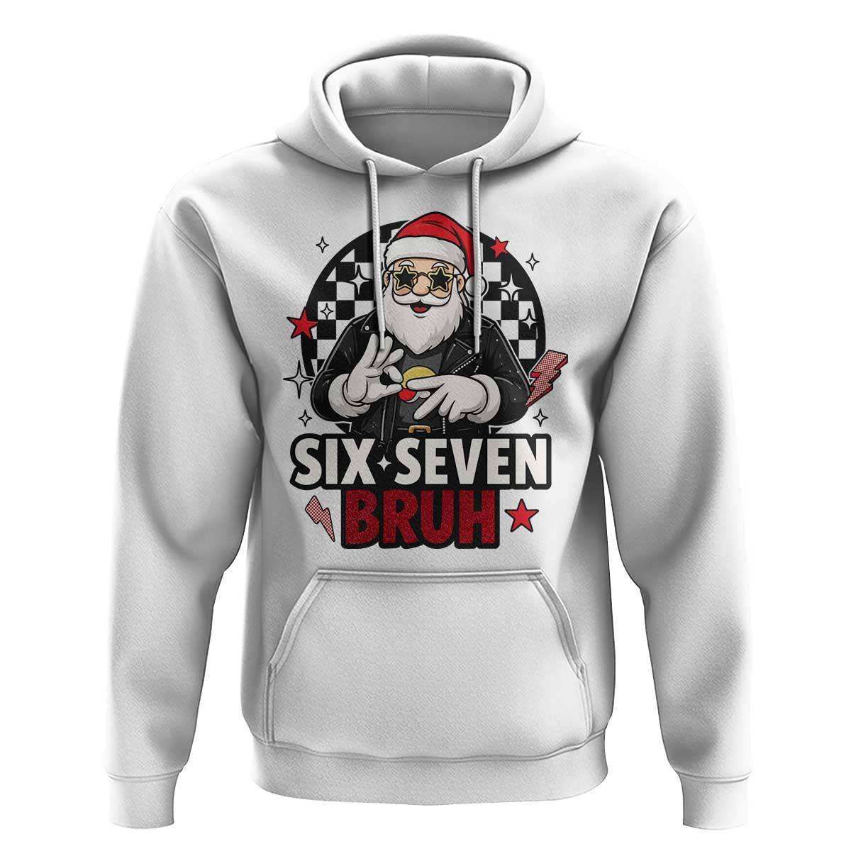 Six Seven Bruh Christmas Meme Hoodie Cool Santa 67 Hand Sign Street Style Vibes - Wonder Print Shop