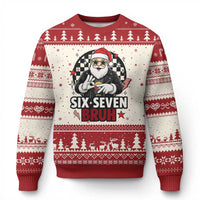 Six Seven Bruh Xmas Meme Ugly Christmas Sweater Cool Santa 67 Hand Sign Street Style Vibes - Wonder Print Shop
