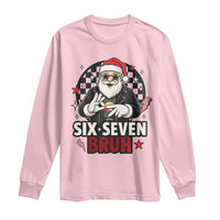 Six Seven Bruh Christmas Meme Long Sleeve Shirt Cool Santa 67 Hand Sign Street Style Vibes - Wonder Print Shop