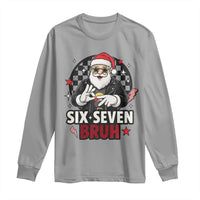 Six Seven Bruh Christmas Meme Long Sleeve Shirt Cool Santa 67 Hand Sign Street Style Vibes - Wonder Print Shop