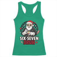 Six Seven Bruh Christmas Meme Racerback Tank Top Cool Santa 67 Hand Sign Street Style Vibes - Wonder Print Shop