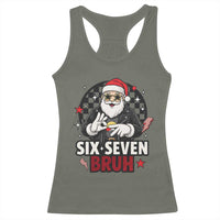 Six Seven Bruh Christmas Meme Racerback Tank Top Cool Santa 67 Hand Sign Street Style Vibes - Wonder Print Shop