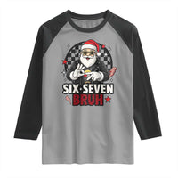 Six Seven Bruh Christmas Meme Raglan Shirt Cool Santa 67 Hand Sign Street Style Vibes - Wonder Print Shop