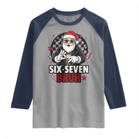 Six Seven Bruh Christmas Meme Raglan Shirt Cool Santa 67 Hand Sign Street Style Vibes - Wonder Print Shop