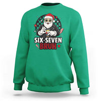 Six Seven Bruh Christmas Meme Sweatshirt Cool Santa 67 Hand Sign Street Style Vibes - Wonder Print Shop
