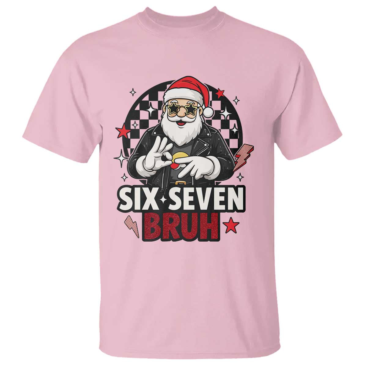 Six Seven Bruh Christmas Meme T Shirt Cool Santa 67 Hand Sign Street Style Vibes - Wonder Print Shop