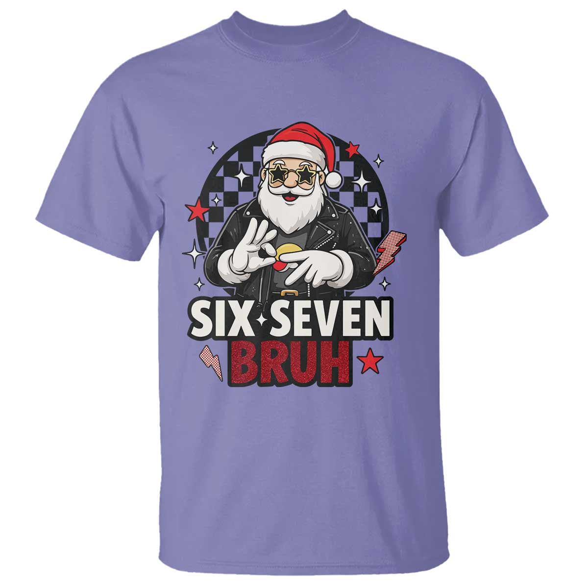 Six Seven Bruh Christmas Meme T Shirt Cool Santa 67 Hand Sign Street Style Vibes - Wonder Print Shop