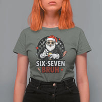 Six Seven Bruh Christmas Meme T Shirt For Women Cool Santa 67 Hand Sign Street Style Vibes - Wonder Print Shop