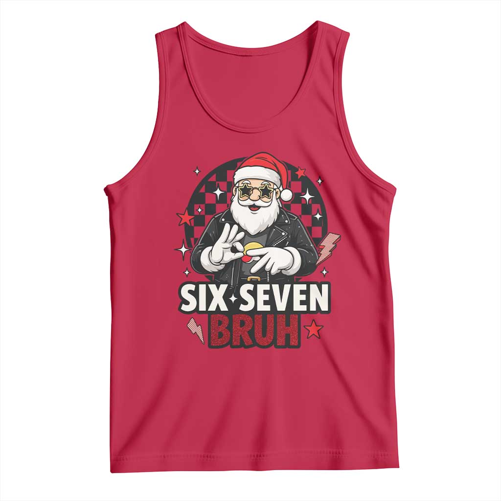Six Seven Bruh Christmas Meme Tank Top Cool Santa 67 Hand Sign Street Style Vibes - Wonder Print Shop