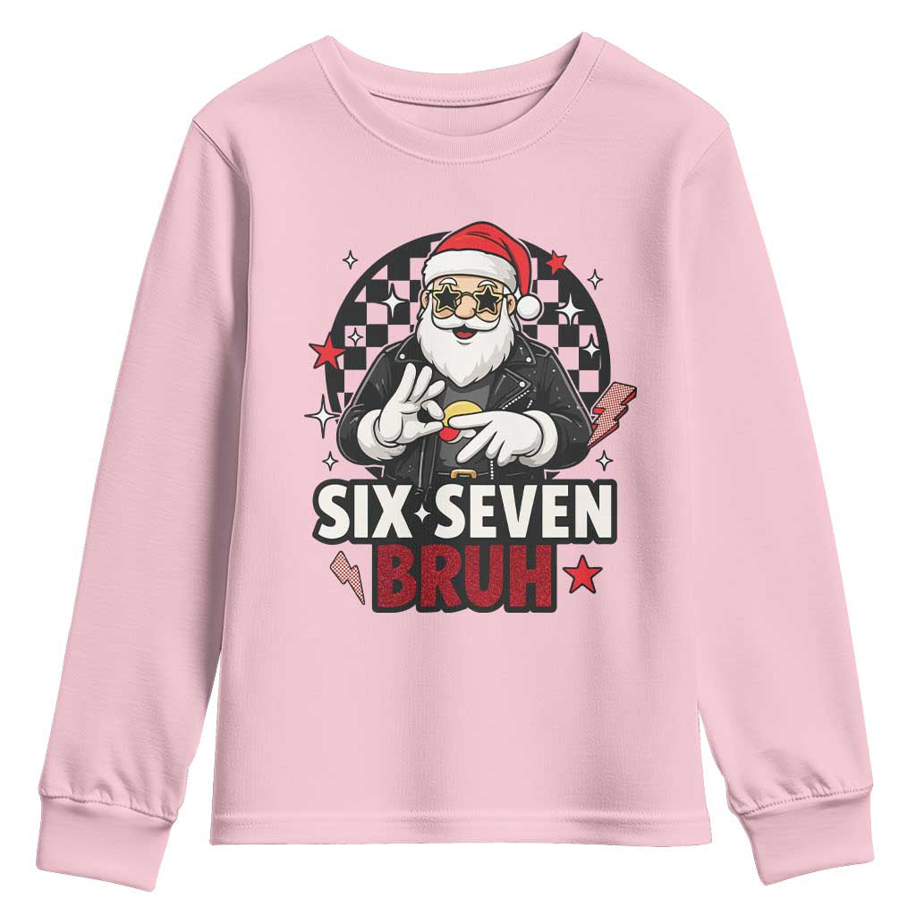 Six Seven Bruh Christmas Meme Youth Sweatshirt Cool Santa 67 Hand Sign Street Style Vibes - Wonder Print Shop
