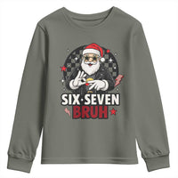 Six Seven Bruh Christmas Meme Youth Sweatshirt Cool Santa 67 Hand Sign Street Style Vibes - Wonder Print Shop