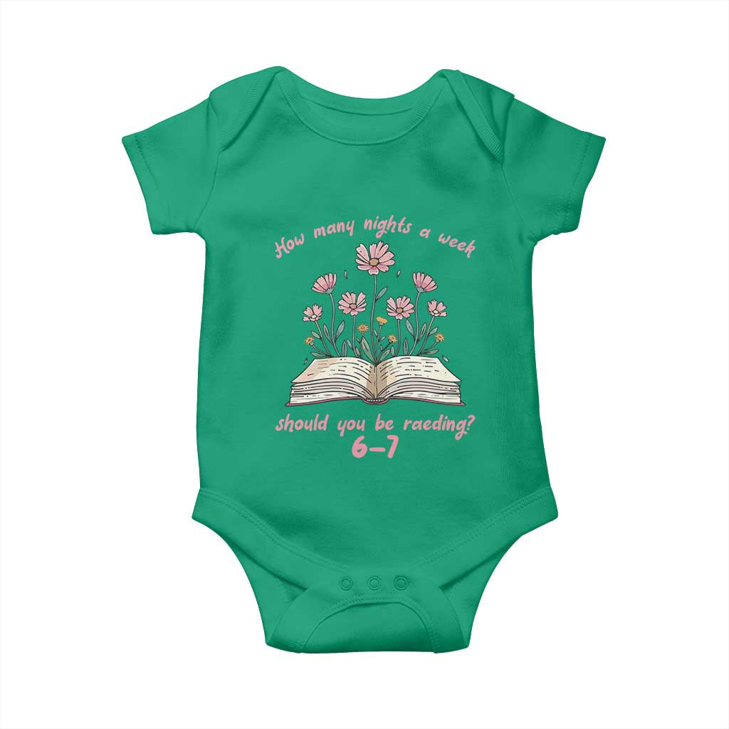 How Many Nights a Week Should You Be Reading 6 7 Baby Onesie Aesthetic Floral Book - Wonder Print Shop