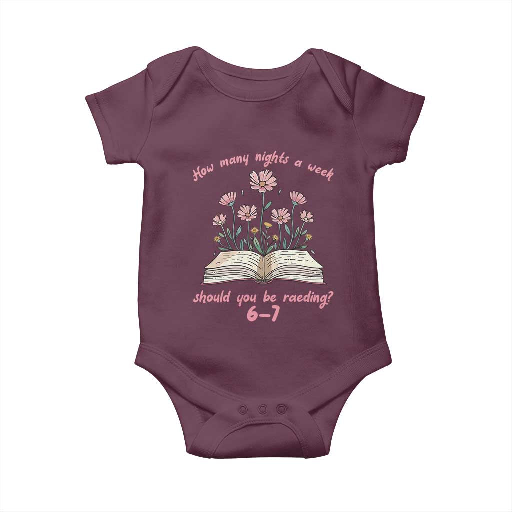 How Many Nights a Week Should You Be Reading 6 7 Baby Onesie Aesthetic Floral Book - Wonder Print Shop