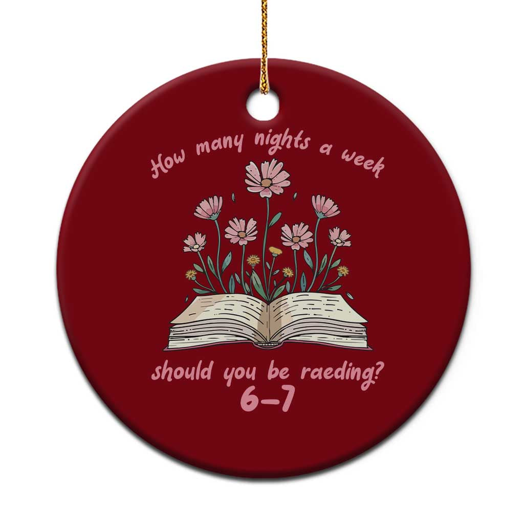 How Many Nights a Week Should You Be Reading 6 7 Ceramic Ornament Aesthetic Floral Book - Wonder Print Shop