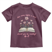 How Many Nights a Week Should You Be Reading 6 7 Toddler T Shirt Aesthetic Floral Book - Wonder Print Shop