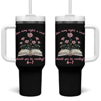 How Many Nights a Week Should You Be Reading 6 7 Tumbler With Handle Aesthetic Floral Book - Wonder Print Shop