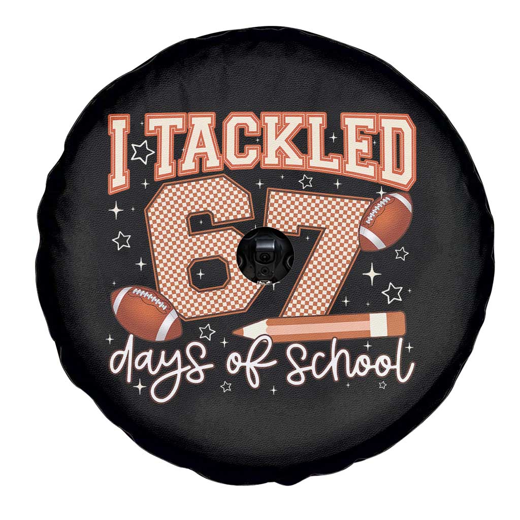 I Tackled 67 Days of School Spare Tire Cover Funny Six Seven Meme Football Lover Milestone - Wonder Print Shop