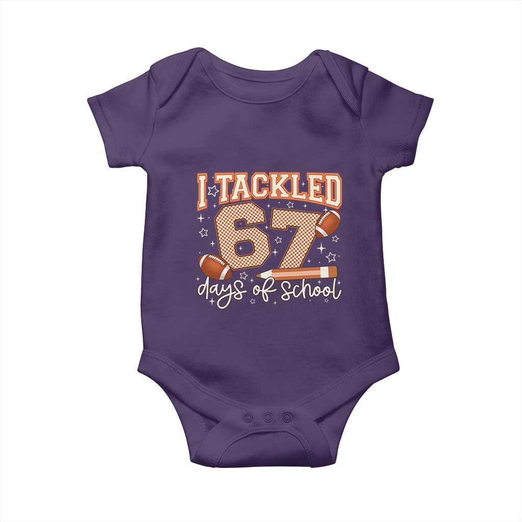 I Tackled 67 Days of School Baby Onesie Funny Six Seven Meme Football Lover Milestone - Wonder Print Shop