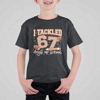 I Tackled 67 Days of School T Shirt For Kid Funny Six Seven Meme Football Lover Milestone - Wonder Print Shop