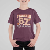 I Tackled 67 Days of School T Shirt For Kid Funny Six Seven Meme Football Lover Milestone - Wonder Print Shop