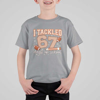 I Tackled 67 Days of School T Shirt For Kid Funny Six Seven Meme Football Lover Milestone - Wonder Print Shop